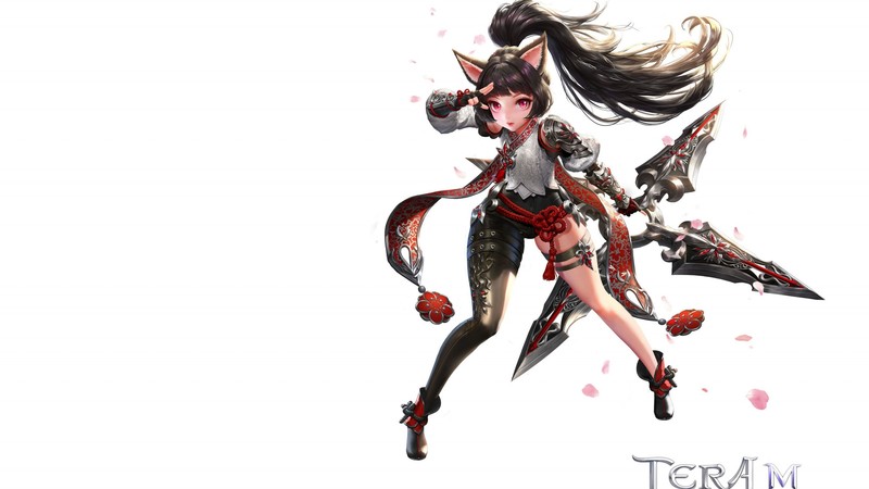 anime, TERA M, anime girls, animal ears, dark hair, fantasy girl