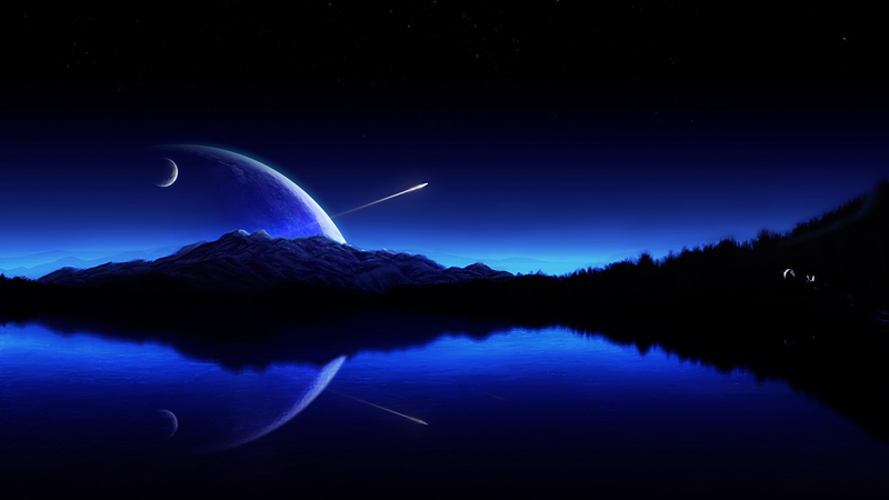 digital art, night, sky, Moon, outdoors, nature