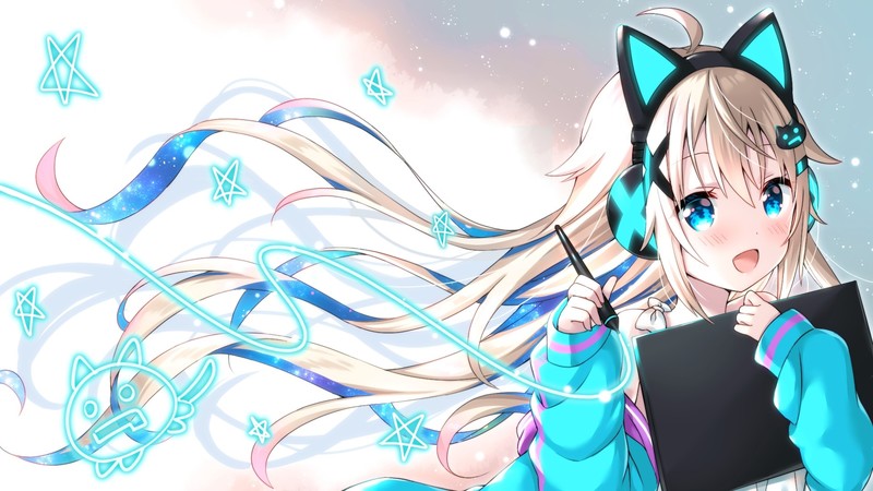 anime, anime girls, 2D, artwork, cyan