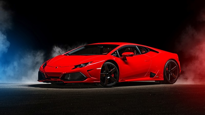 Lamborghini, dark, red cars, smoke, Lamborghini Huracan, car, vehicle
