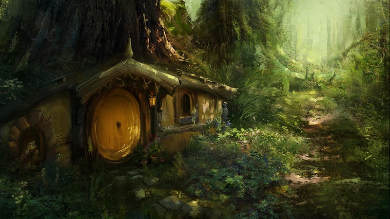 Andrey Bakulin, wood, cabin, forest, fantasy art, artwork