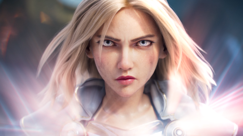 League of Legends, blonde, Lux (League of Legends), face, video game girls, PC gaming