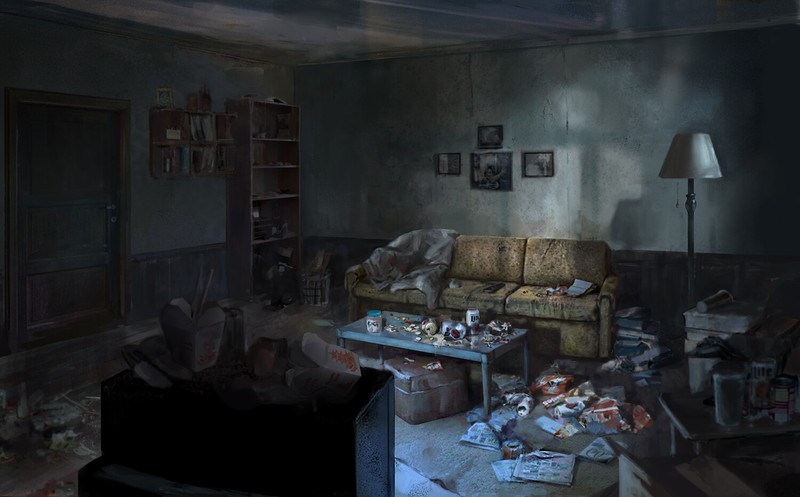 Lucy Lisett, artwork, trash, apartment, interior