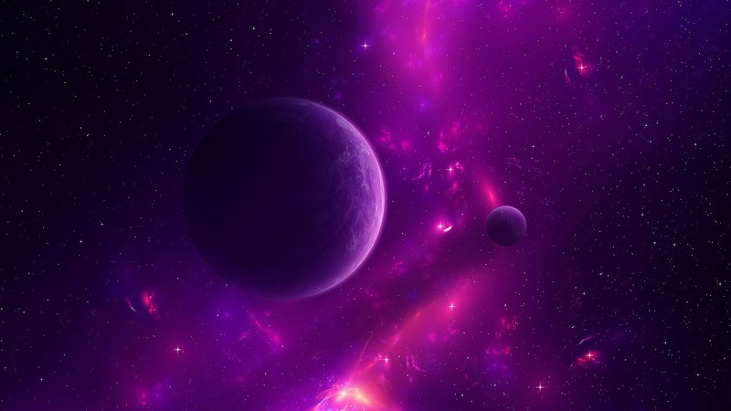 3D, planet, purple, galaxy, space art, digital art, colorful