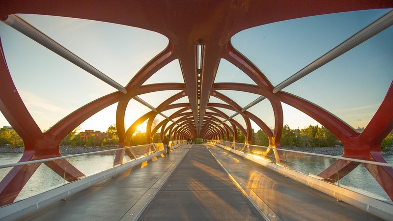 bridge, trees, house, architecture, sky, Canada, Peace Bridge