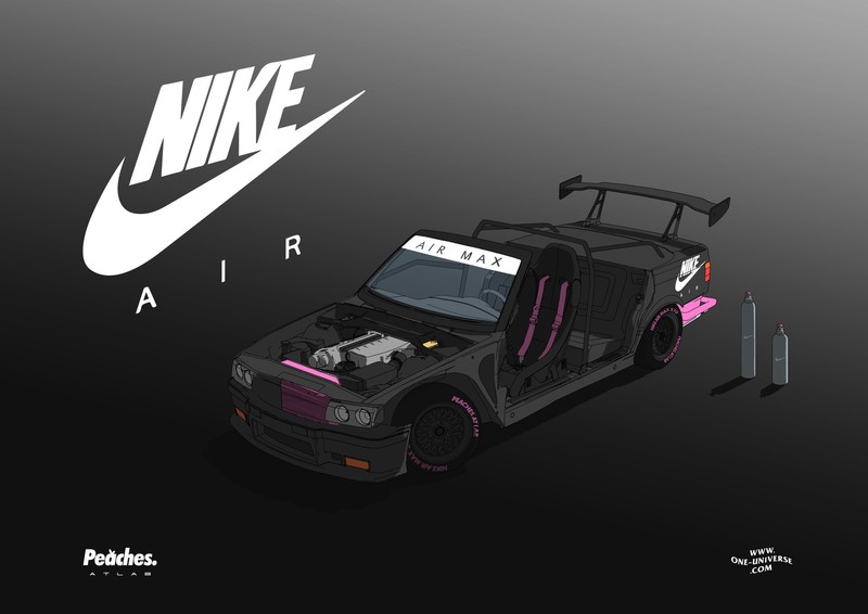 subclass s, car, colorful, concept art, custom-made, vehicle, artwork, Nike, simple background