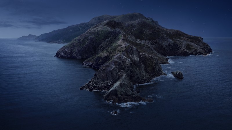 nature, landscape, water, sea, night, stars, cliff, island, rock, waves