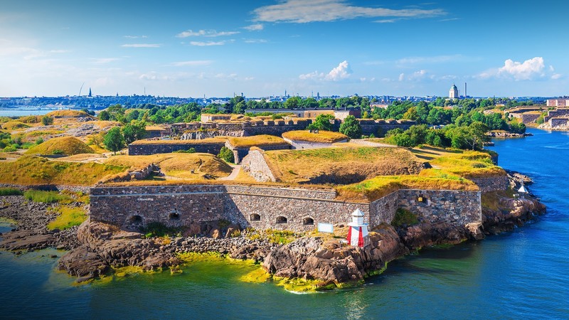 clouds, trees, house, sea, light house, architecture, horizon, water, Helsinki, Finland, fortress, Suomenlinna, vauban
