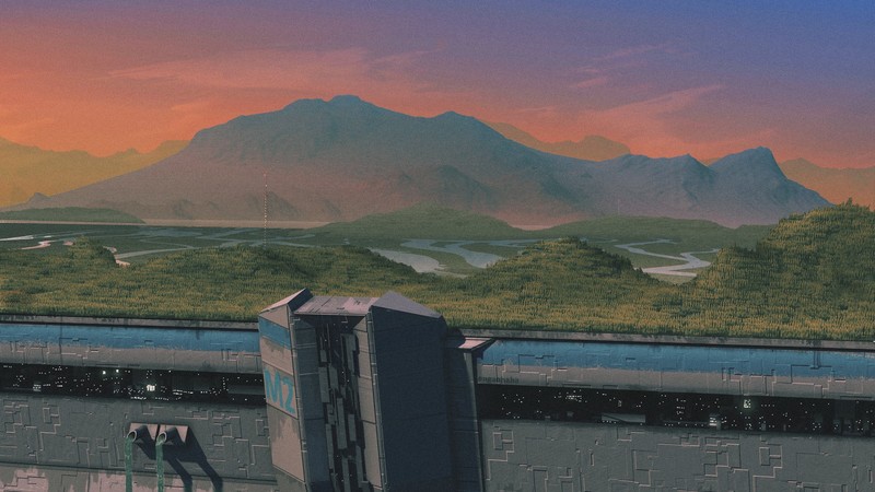 Robin Engström, futuristic, mountains, dam