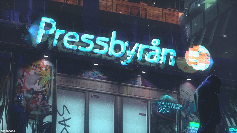 Robin Engström, futuristic, neon, watermarked