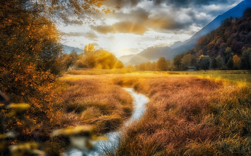 nature, fall, sky, sunlight, landscape