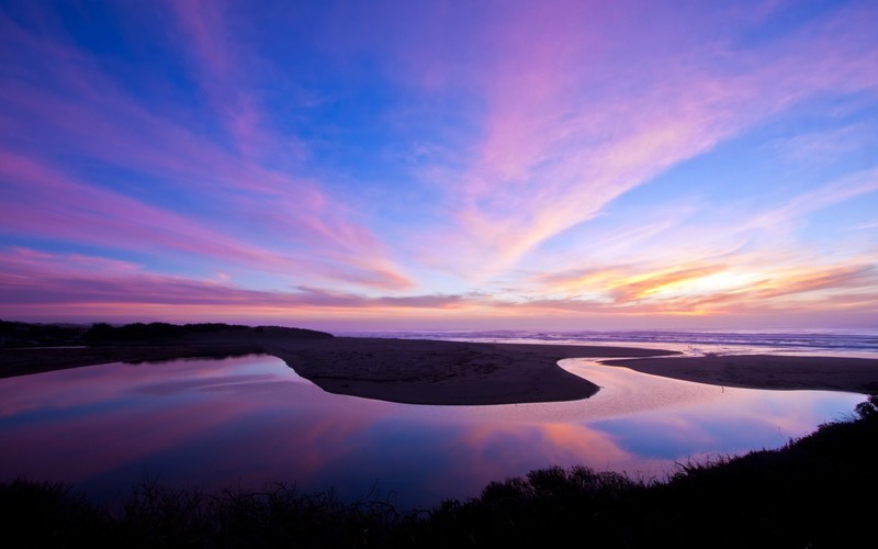 river, landscape, sunset, nature, sky