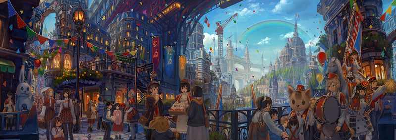 festivals, ultrawide, anime