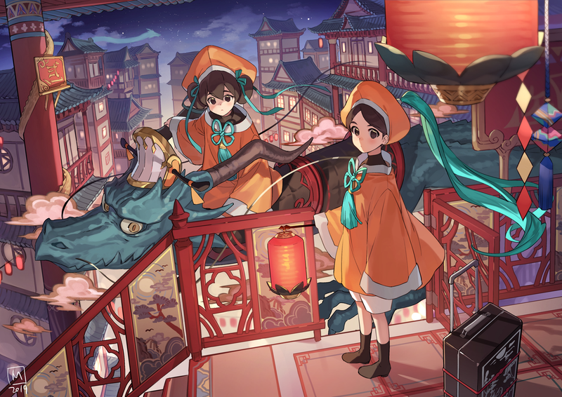 dragon, Asian architecture, anime