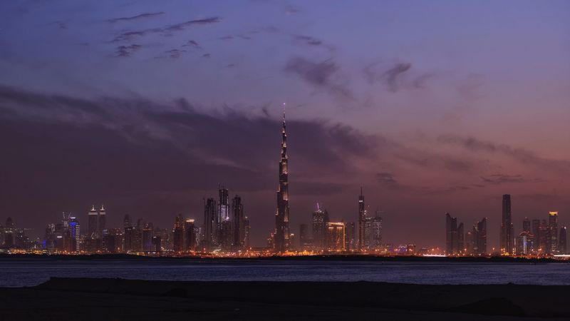 night city, panorama, skyline, city lights, night, 4k