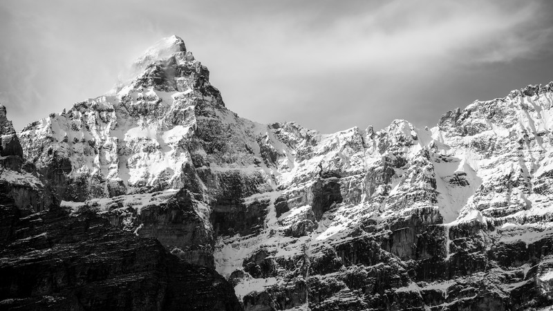 mountains, nature, hills, rocks, snow, monochrome