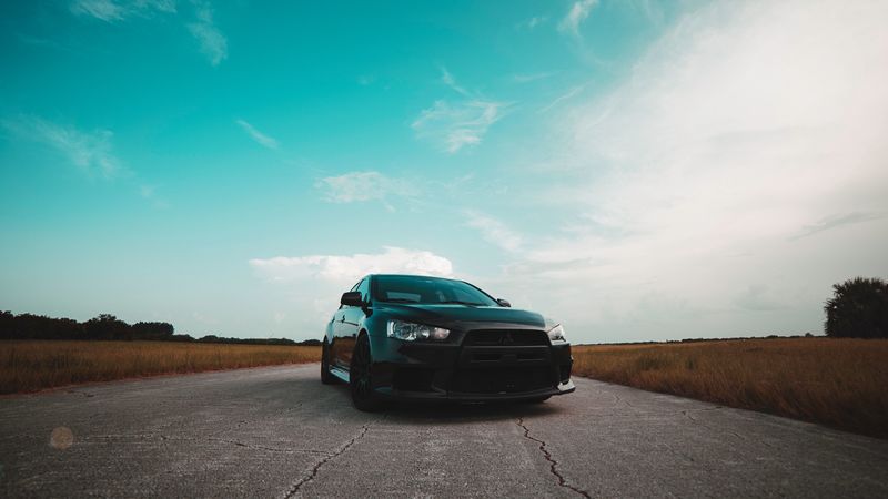 mitsubishi, car, asphalt, sky, 4k