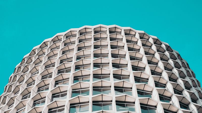 facade, architecture, building, sky, minimalism, 4k