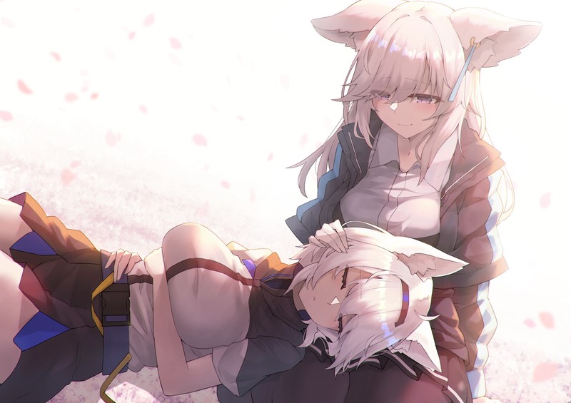 anime, anime girls, digital art, artwork, 2D, portrait, big boobs, closed eyes, animal ears, fantasy girl