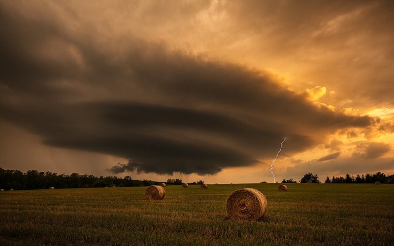 tornado, lightning, nature, landscape, sky, field, outdoors, storm