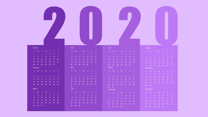 calendar, 2020 (Year), numbers, month, purple, minimalism, simple background