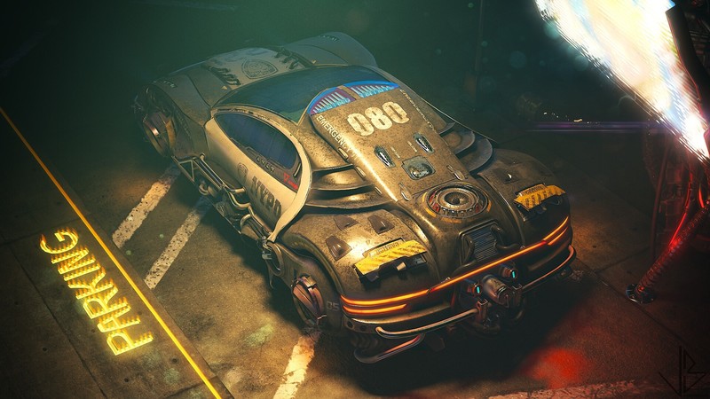 cyberpunk, artwork, futuristic, car, vehicle