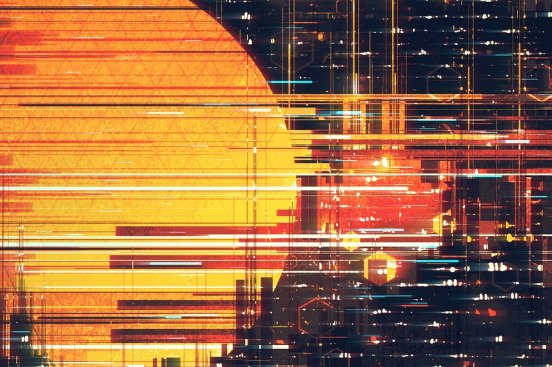 Sun, artwork, cityscape, illustration, Scott Uminga
