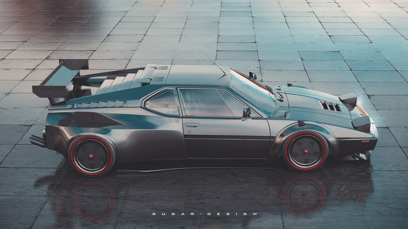 car, vehicle, silver cars, BMW, pop-up headlights, bmw m1, side view, high angle