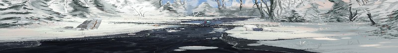 winter, creature, snow, forest, river, cold, daylight, digital art, digital, fantasy art, ice, white, artwork