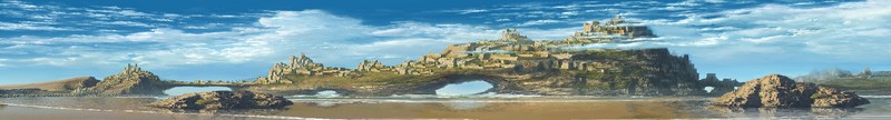 digital art, fantasy art, fantasy architecture, artwork, castle, rocks, seashore