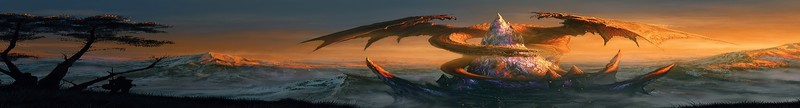 digital art, fantasy art, dragon, tower