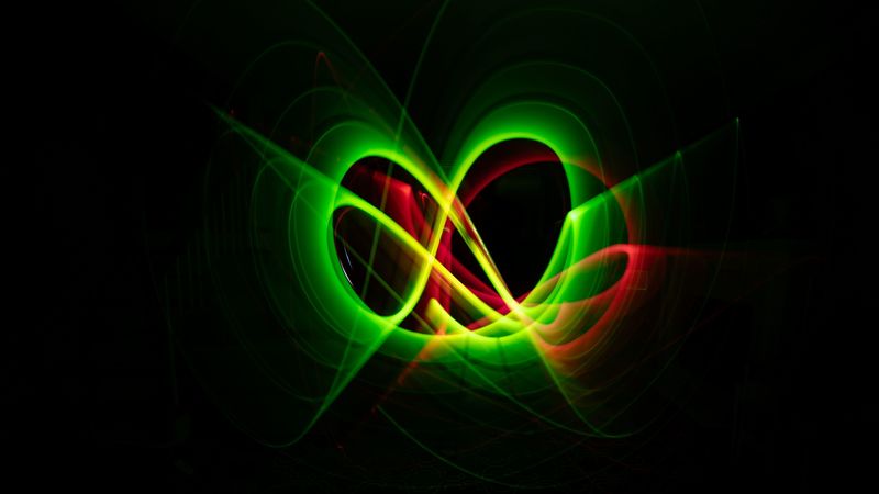 infinity, glow, lines, green, connection, 4k