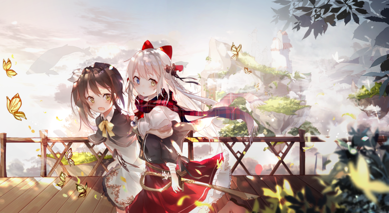 anime girls, anime, digital art, artwork, 2D, portrait, fantasy girl, butterflies