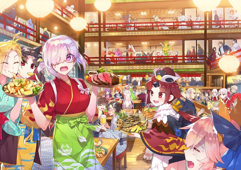 anime, anime girls, digital art, artwork, 2D, portrait, colorful, anime girls eating, food, Shielder (Fate/Grand Order), Fate/Grand Order