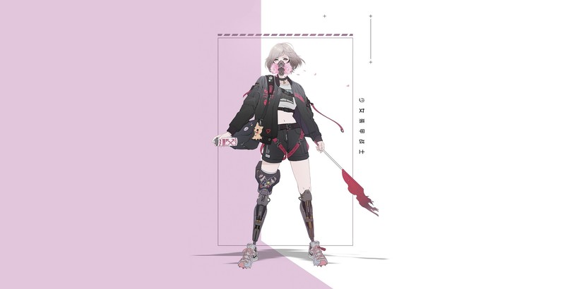 simple background, anime girls, anime, mask, cyberpunk