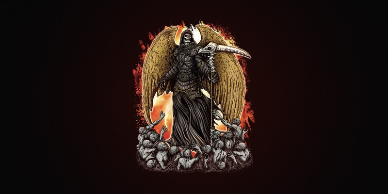 Grim Reaper, simple background, artwork, fantasy art