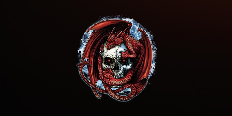 skull, dragon, artwork, creature, glowing eyes