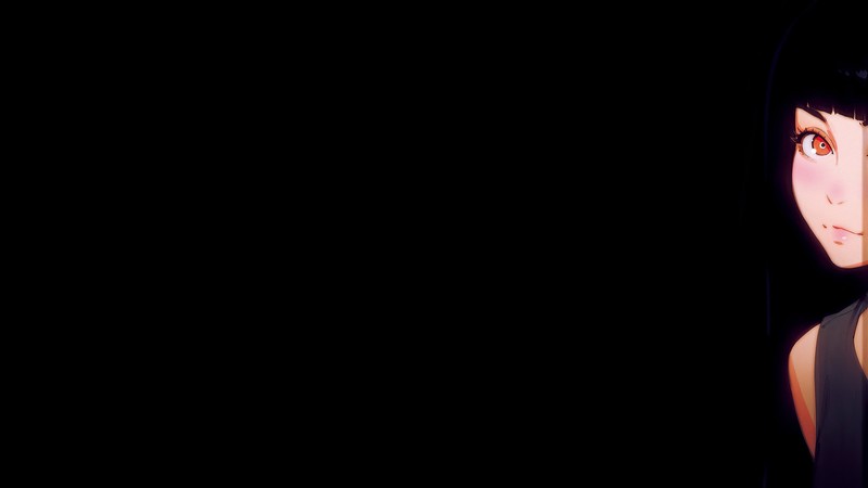 digital art, digital, anime, simple background, minimalism, black, eyes, dark, cartoon