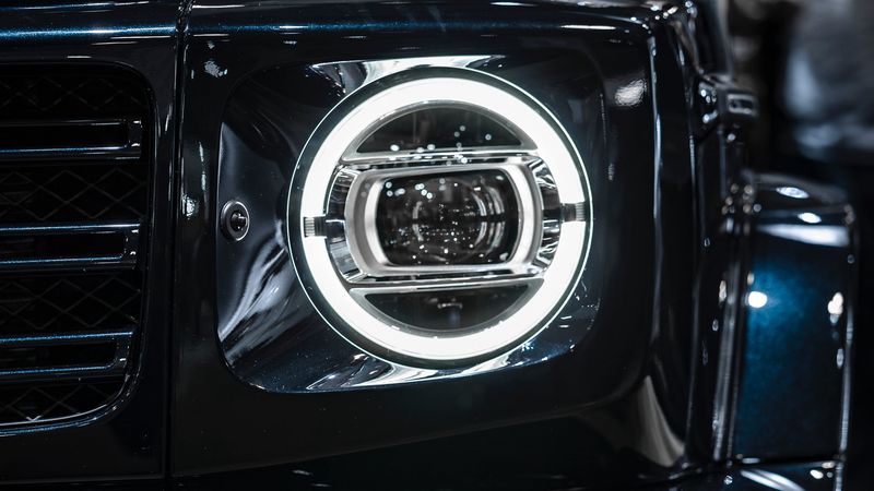 mercedes-benz g-class, mercedes-benz, mercedes, headlight, 4k
