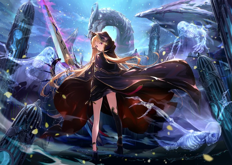 anime, anime girls, digital art, artwork, 2D, portrait, low-angle, Ereshkigal (Fate/Grand Order)