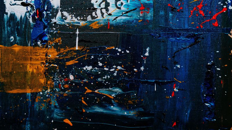 canvas, paint, texture, spots, embossed, blue, 4k