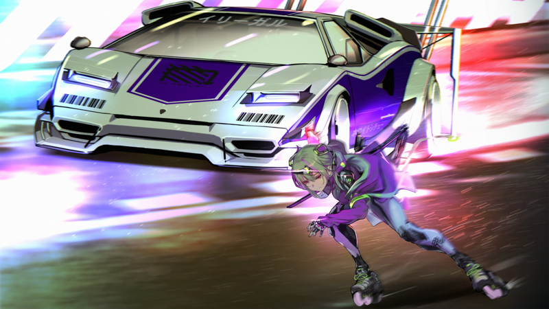 rollerblading, car, Lamborghini Countach