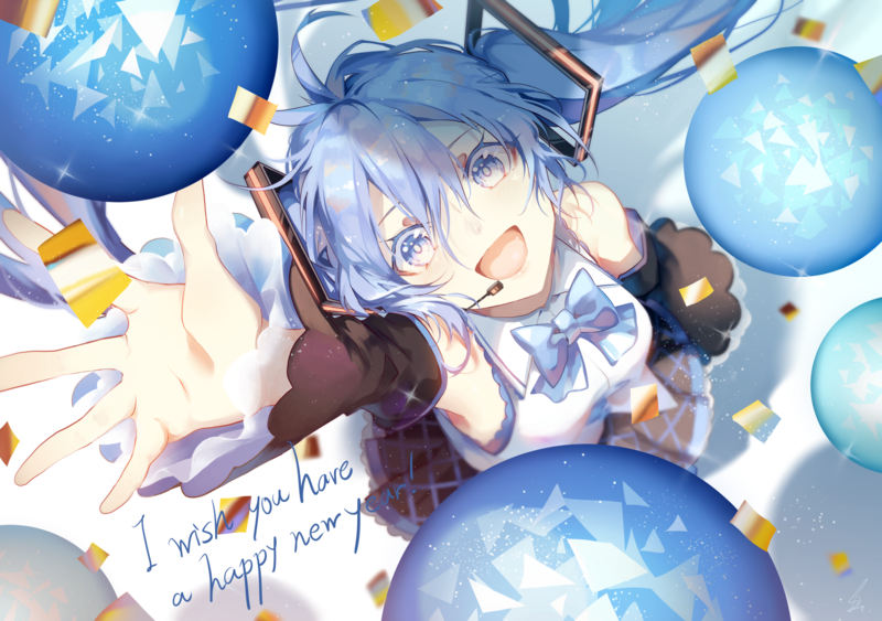 Hatsune Miku, blue hair, blue eyes, bow, twintails, Vocaloid, anime, anime girls