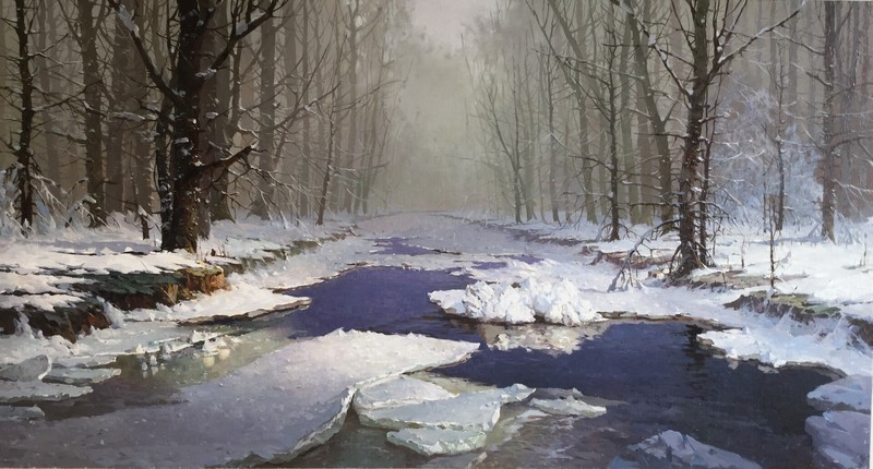 artwork, winter, snow, trees