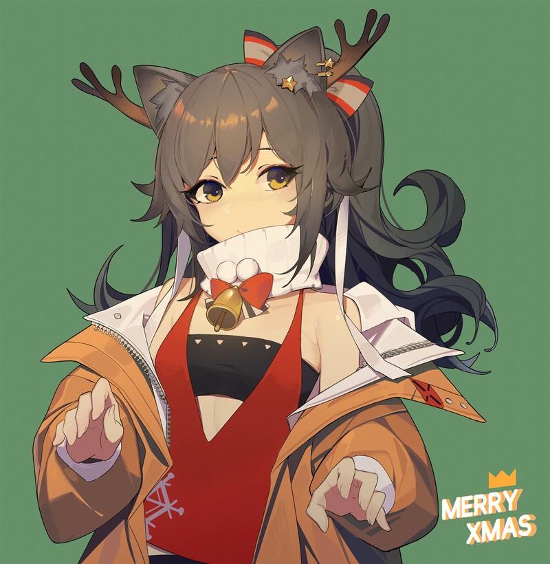 anime, anime girls, digital art, 2D, artwork, portrait display, vertical, Arknights, simple background, Christmas