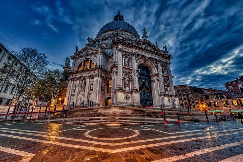 Santa Maria della Salute, Venice, Italy, church, sky, cityscape, HDR, low-angle