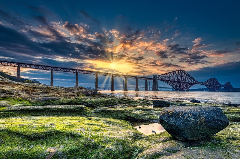 Scotland, bridge, construction, sunlight, outdoors, sky