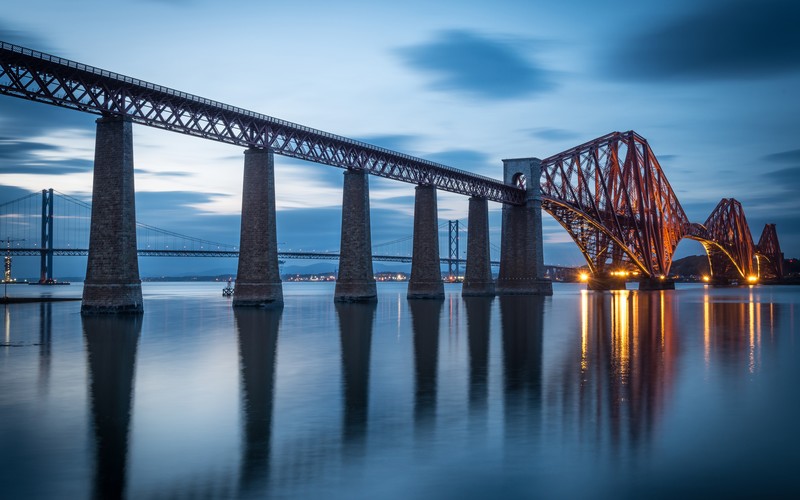 town, bridge, Forth Railway Bridge, Scotland
