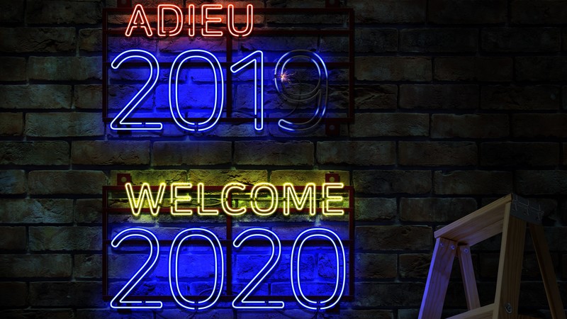 typography, New Year, neon, 3D graphics