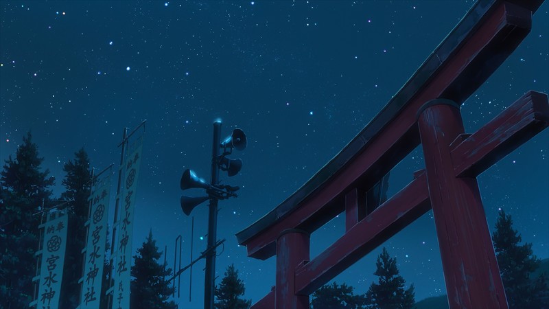 anime, Kimi no Na Wa, night, low-angle